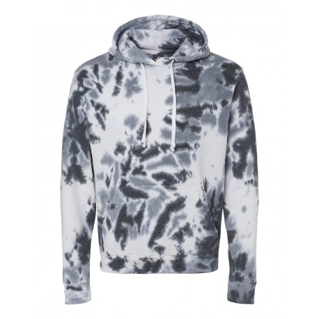 8861 J. America 8861 Tie-Dyed Fleece Hooded Sweatshirt Black Tie Dye