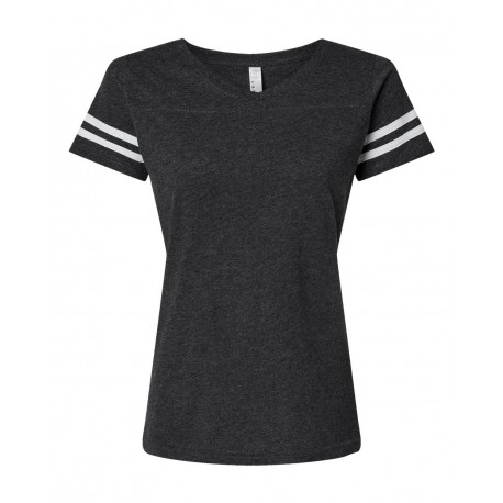 3537 LAT 3537 Women's Football V-Neck Fine Jersey Tee Vintage Smoke/ White