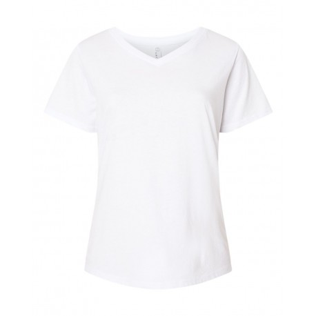 3817 LAT 3817 Curvy Collection Women's Fine Jersey V-Neck Tee BLENDED WHITE