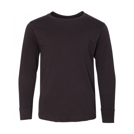 6201 LAT 6201 Youth Fine Jersey Long Sleeve Tee BLACK