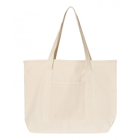 Q1500 Q-Tees Q1500 34.6L Large Canvas Deluxe Tote Natural/ Natural