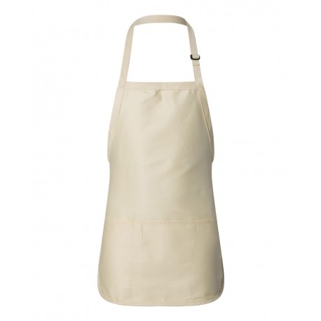 Q4250 Q-Tees Q4250 Full-Length Apron with Pouch Pocket NATURAL