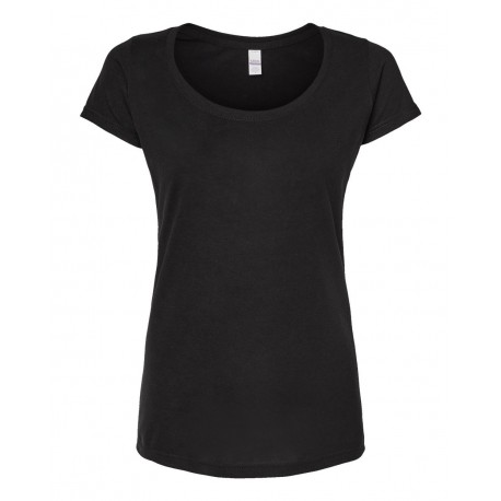243 Tultex 243 Women's Poly-Rich Scoop Neck T-Shirt BLACK