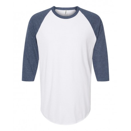 245 Tultex 245 Fine Jersey Raglan T-Shirt White/ Heather Denim