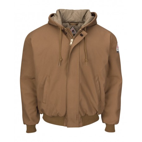 JLH6T Bulwark JLH6T Insulated Brown Duck Hooded Jacket with Knit Trim - Tall Sizes BROWN DUCK