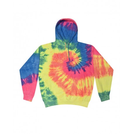 8777Y Colortone 8777Y Youth Tie-Dyed Hooded Sweatshirt NEON RAINBOW
