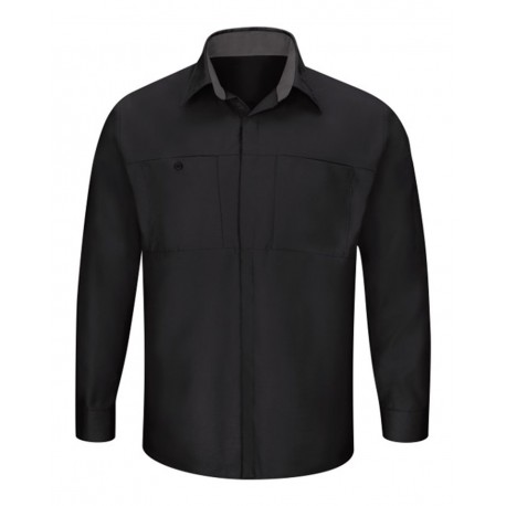 SY32T Red Kap SY32T Performance Plus Long Sleeve Shirt with OilBlok Technology - Tall Sizes BLACK/ CHARCOAL