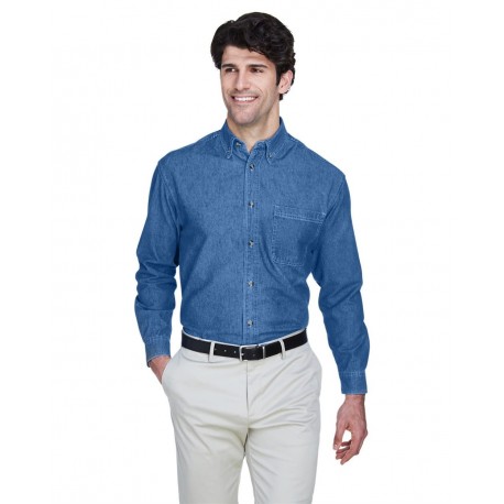 8960 UltraClub 8960 Cypress Denim Shirt with Pocket LIGHT BLUE