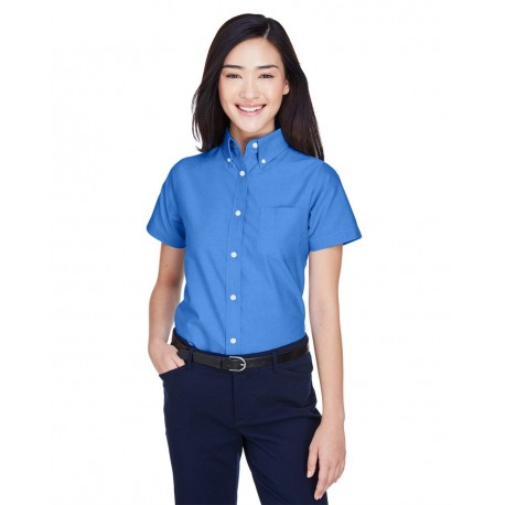 8973 UltraClub 8973 Women's Classic Wrinkle-Resistant Short-Sleeve Oxford FRENCH BLUE