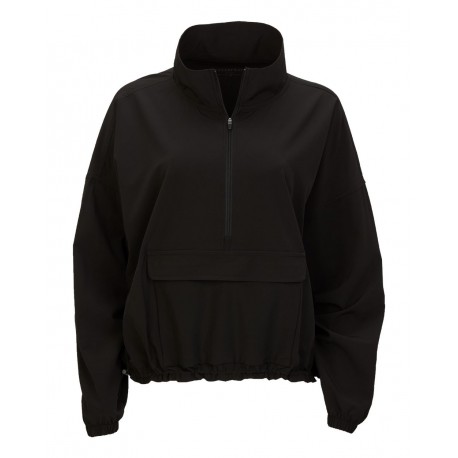BW5204 Boxercraft BW5204 Women's Stretch Woven Quarter-Zip Pullover BLACK