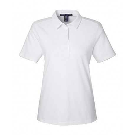 DG101W Devon & Jones DG101W Women's Crownlux Performance Geo Polo WHITE/ SILVER