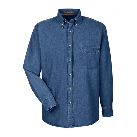 M550 Harriton M550 Long Sleeve Denim Shirt DARK DENIM