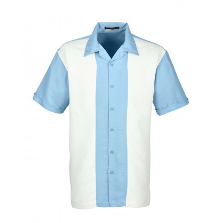 M575 Harriton M575 Two-Tone Camp Shirt Cloud Blue/ Cream
