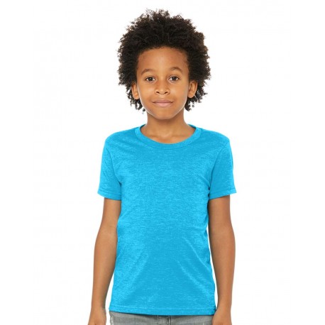 3001YCVC BELLA + CANVAS 3001YCVC Youth CVC Jersey Tee NEON BLUE