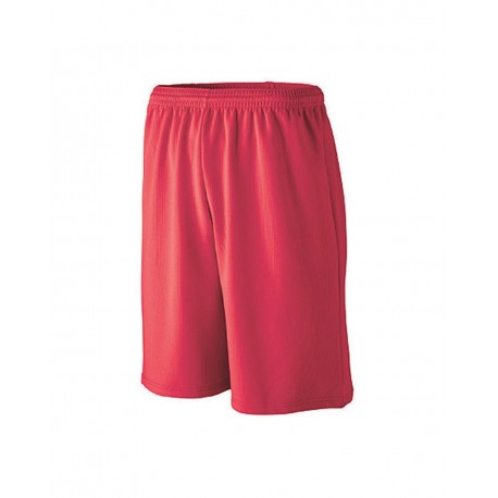 809 Augusta Sportswear 809 Youth Longer Length Wicking Mesh Athletic Shorts SILVER GREY
