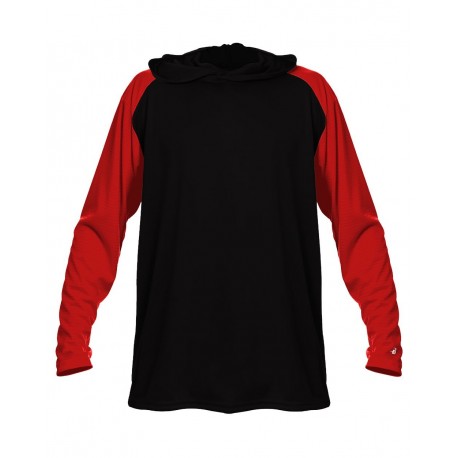4235 Badger 4235 Breakout Hooded Long Sleeve T-Shirt Black/ Safety Orange