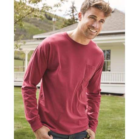 GDH250 ComfortWash by Hanes GDH250 Garment Dyed Long Sleeve T-Shirt With a Pocket CYPRESS GREEN