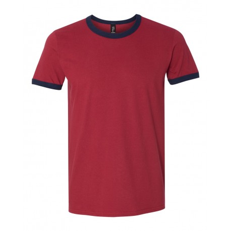 988 Anvil 988 Lightweight Ringer T-Shirt Independence Red/ Navy
