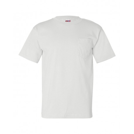 7100 Bayside 7100 USA-Made Short Sleeve T-Shirt with a Pocket WHITE