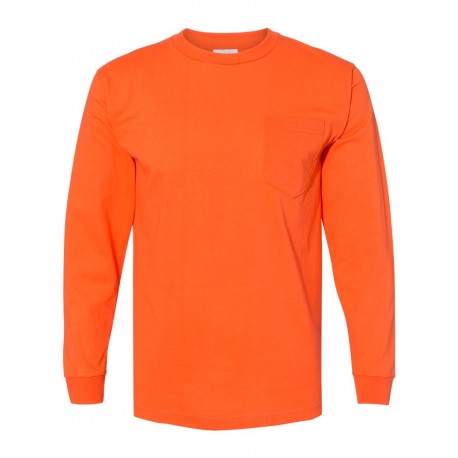 8100 Bayside 8100 USA-Made Long Sleeve Pocket T-Shirt ORANGE