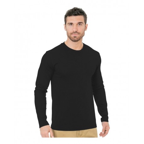9550 Bayside 9550 Unisex Fine Jersey Long Sleeve Crewneck T-Shirt BLACK