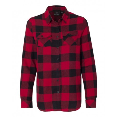 5210 Burnside 5210 Women's Yarn-Dyed Long Sleeve Flannel Shirt Red/ Black Buffalo