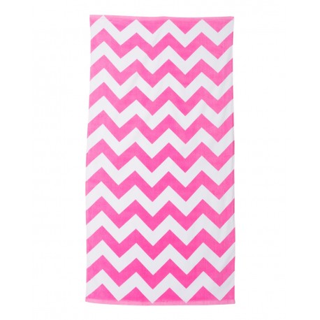 C3060X Carmel Towel Company C3060X Chevron Velour Beach Towel Perfect Pink