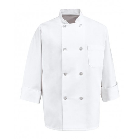 0403L Chef Designs 0403L Eight Pearl Button Chef Coat Long Sizes WHITE
