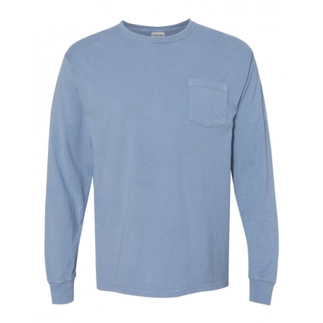 GDH250 ComfortWash by Hanes GDH250 Garment Dyed Long Sleeve T-Shirt With a Pocket SALTWATER