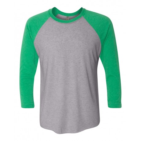 6051 Next Level 6051 Triblend Three-Quarter Raglan T-Shirt Envy Sleeves/ Premium Heather Body
