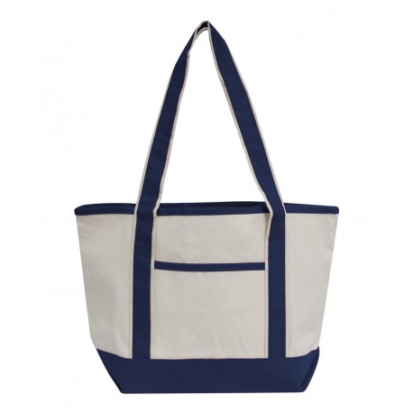 OAD102 OAD OAD102 Promotional Heavyweight Medium Beach Tote NATURAL/ NAVY