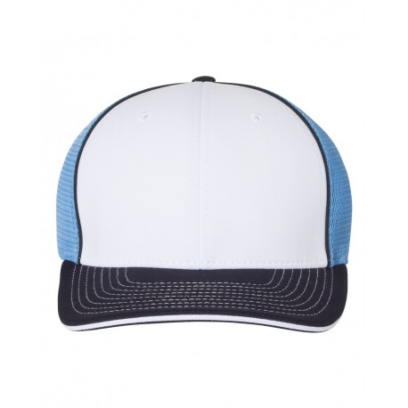 172 Richardson 172 Fitted Pulse Sportmesh with R-Flex Cap White/ Columbia Blue/ Navy Tri