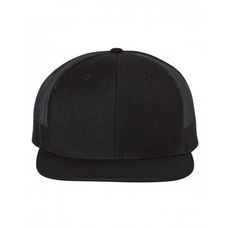 511 Richardson 511 Wool Blend Flat Bill Trucker Cap BLACK/ BLACK