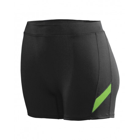 1335 Augusta Sportswear 1335 Women's Stride Shorts Black/ Lime