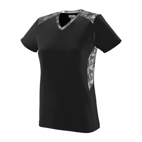 1360 Augusta Sportswear 1360 Women's Vigorous Jersey Black/ Black/ White Print