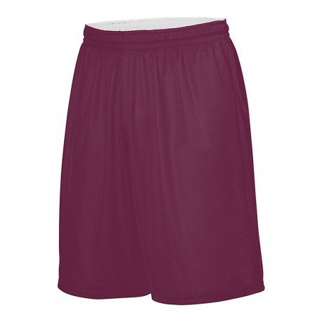 1407 Augusta Sportswear 1407 Youth Reversible Wicking Shorts Light Maroon/ White