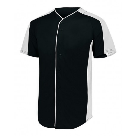 1655 Augusta Sportswear 1655 Full Button Baseball Jersey BLACK/ WHITE