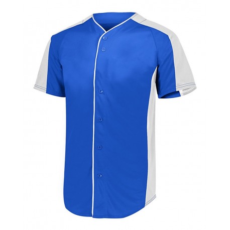 1655 Augusta Sportswear 1655 Full Button Baseball Jersey ROYAL/ WHITE