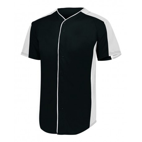 1656 Augusta Sportswear 1656 Youth Full Button Baseball Jersey BLACK/ WHITE