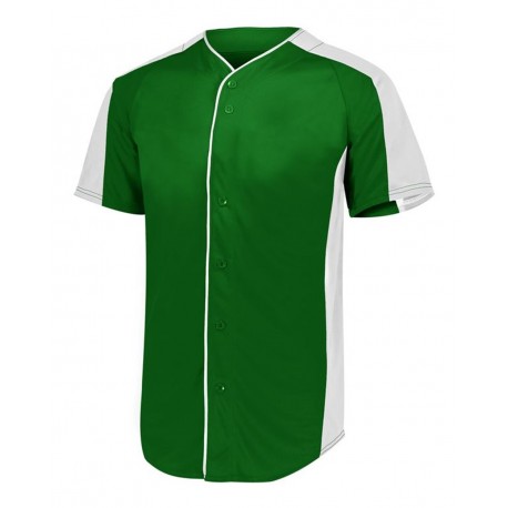 1656 Augusta Sportswear 1656 Youth Full Button Baseball Jersey Dark Green/ White