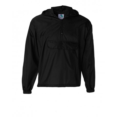 3130 Augusta Sportswear 3130 Packable Half-Zip Hooded Pullover Jacket BLACK