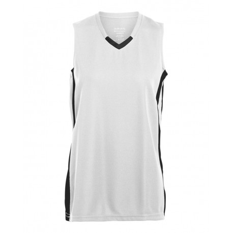 528 Augusta Sportswear 528 Girls' Wicking Mesh Powerhouse Jersey WHITE/ BLACK