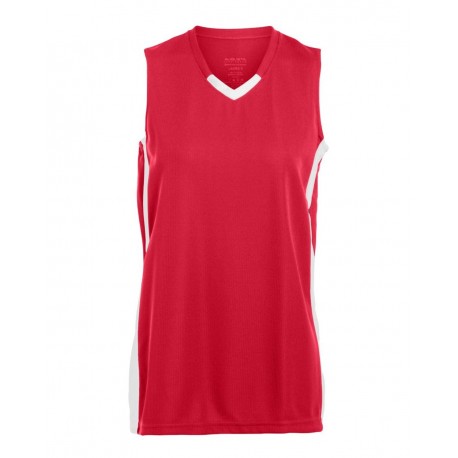 528 Augusta Sportswear 528 Girls' Wicking Mesh Powerhouse Jersey RED/ WHITE