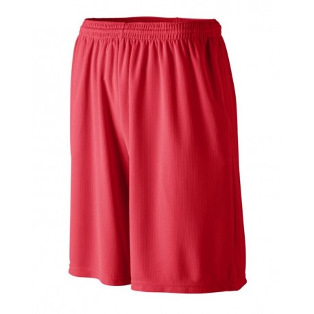 803 Augusta Sportswear 803 Longer Length Wicking Shorts with Pockets RED