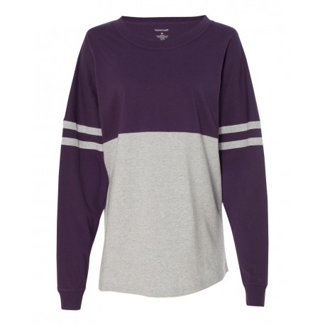 T14 Boxercraft T14 Women's Jersey Pom Pom Long Sleeve T-Shirt Purple/ Oxford