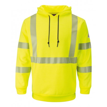 SMH4L Bulwark SMH4L Hi-Visibility Pullover Hooded Fleece Sweatshirt - Long Sizes HV-Fluorescent Yellow/ Green
