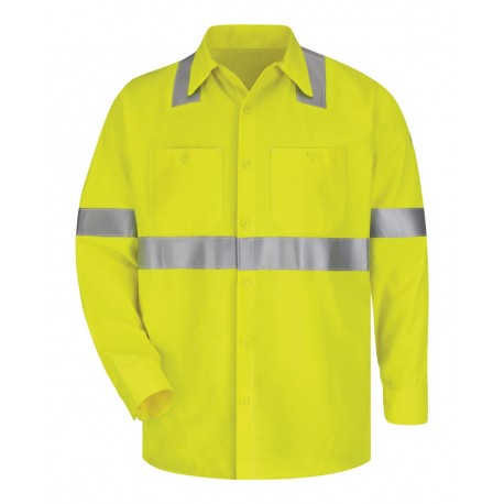 SMW4L Bulwark SMW4L High Visibility Long Sleeve Work Shirt Long Sizes Yellow/ Green