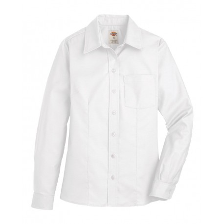 L254 Dickies L254 Women's Oxford Long Sleeve Shirt WHITE
