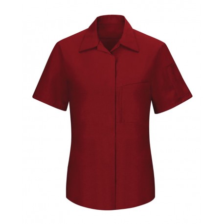 SY41 Red Kap SY41 Women's Performance Plus Short Sleeve Shop Shirt with Oilblok Technology Fireball Red/ Charcoal