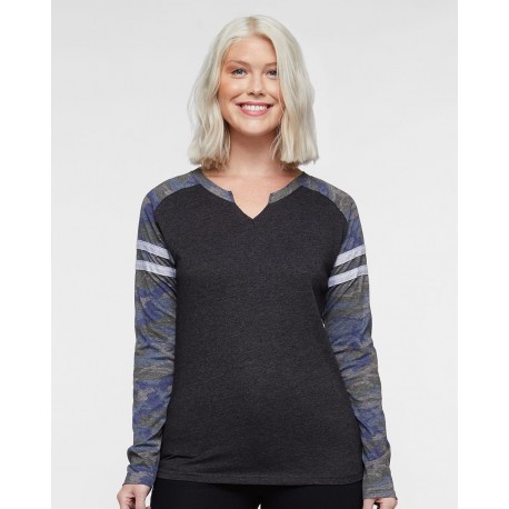 3534 LAT 3534 Women's Fine Jersey Mash Up Long Sleeve T-Shirt 